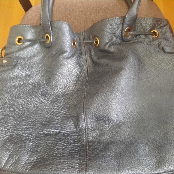 Large Aqua Madonna drawstring leather bag - Picture 9 of 14